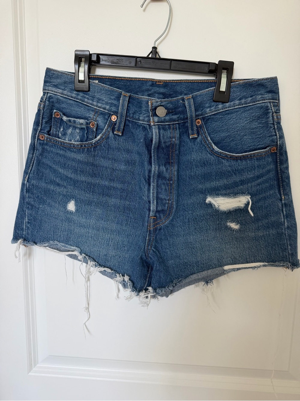 Levi's Blue Distressed Cutoff Jean Shorts